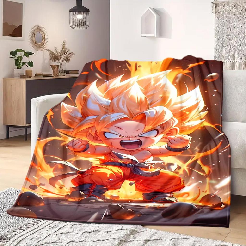 Dragon Ball Z Print Blanket Warm Comfortable Flannel Blanket Suitable for Bedrooms,Sofas, Beds,Chairs,Travel -QIAO12