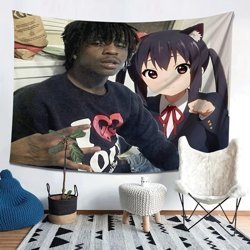Online Red Stem Picture Rap Animation Tapestry Funny Background Cloth Anime Atmosphere Room Decoration