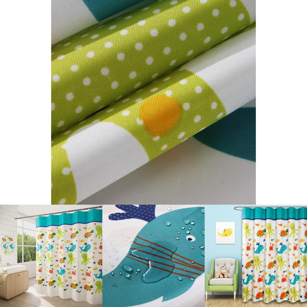Cortina de Chuveiro de Poliéster Impermeável Cor Sólida Decoração de Banheiro Casa Moderna