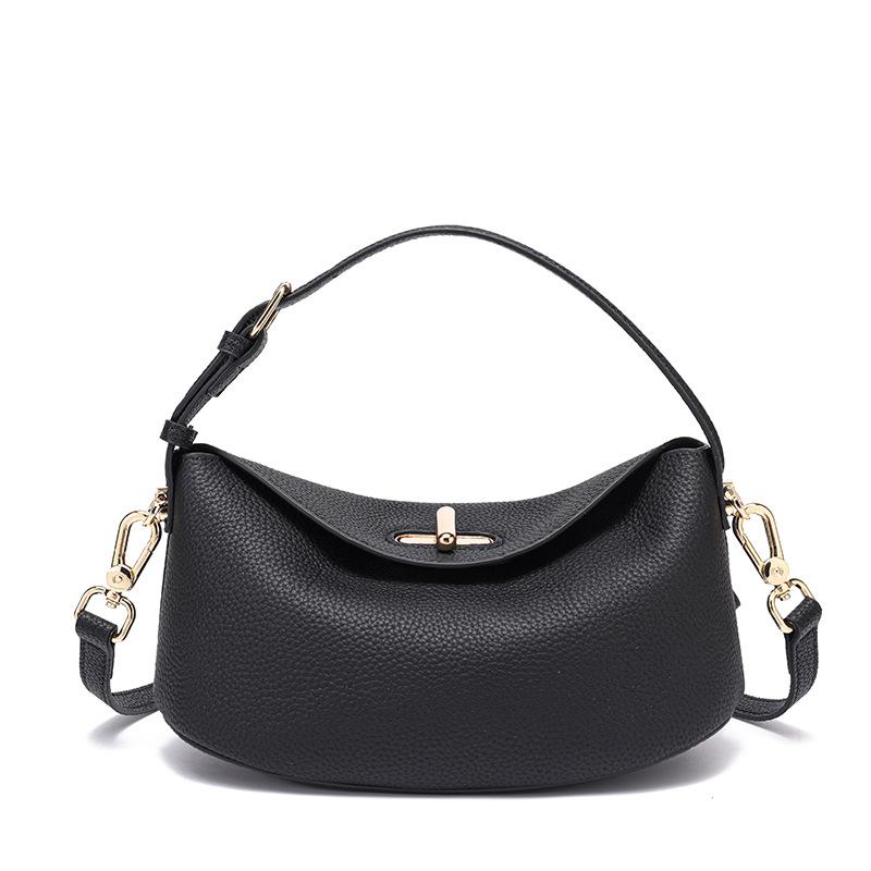 

Genuine Leather Minimalist Women s Crossbody Bag, Cowhide Trendy Fashion Handbag, Carrying Bucket Bag, New Lightweight Casual Shoulder Bag чорний