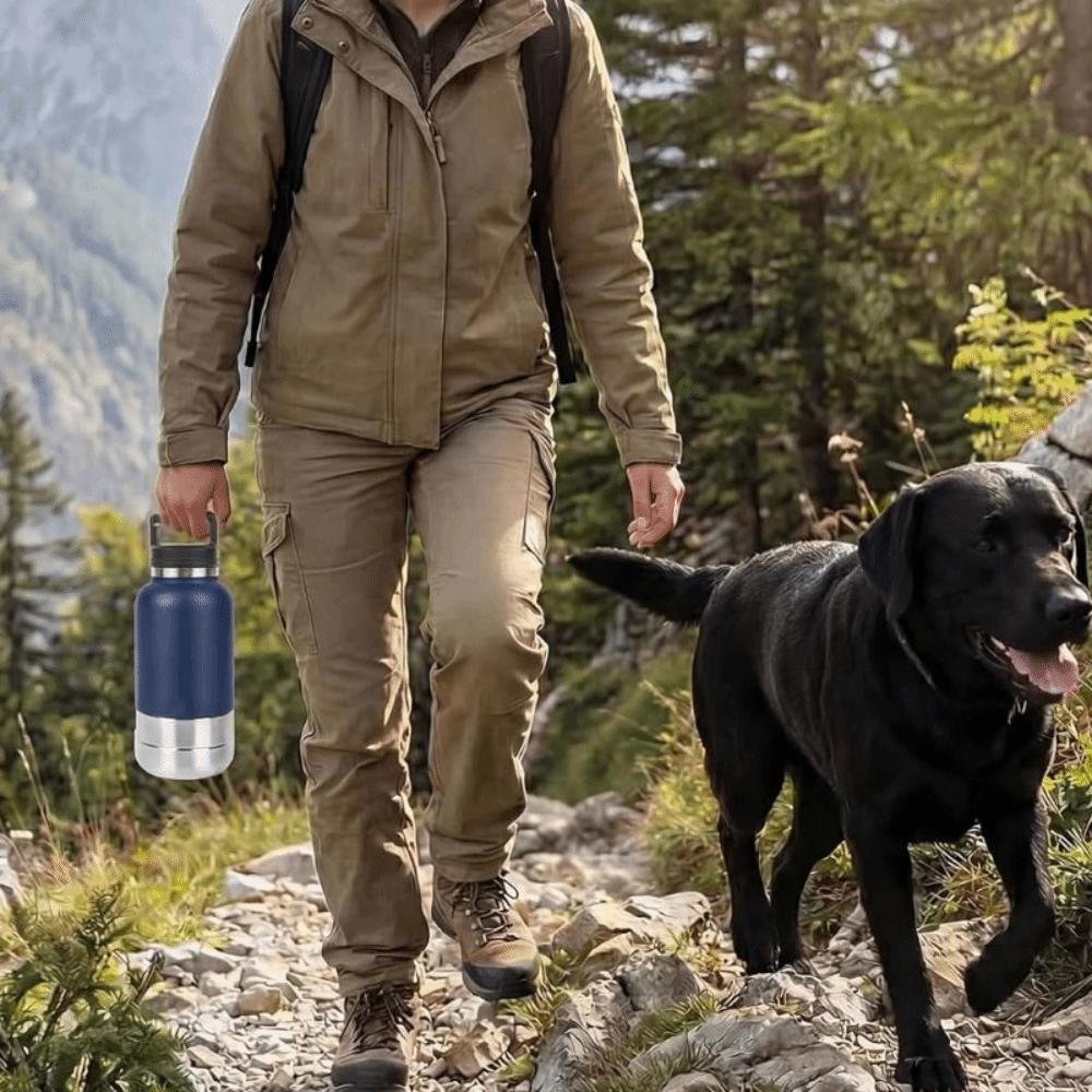 3 in 1 Stainless Steel Pet Water Bottle Multi-layered 32Oz Dog Drinking Bottle Detachable Large Capacity Dog Feeding Bottle