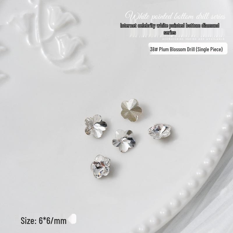 Nail Art Decorations: Transparent Pointed Rhinestones - Heart, Water Drop, Square, Butterfly Shapes