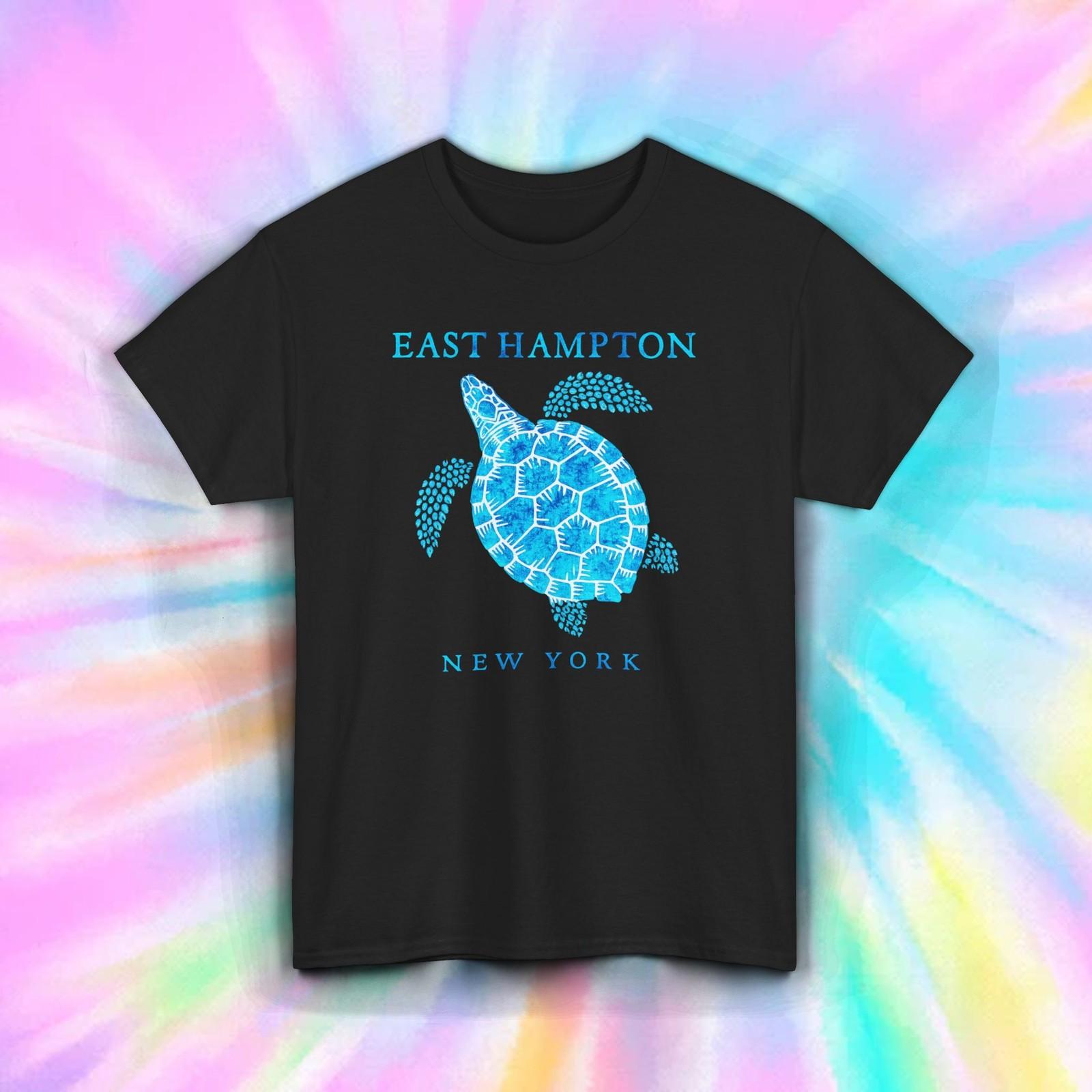 East Hampton Shirt Turtle Design NY Beach Souvenir Coastal Vibes Tee S-5XL XL