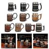 Large Capacity Beer Mugs For Outdoors Use With Retro Woodgrain Finish Nonrust Steel Insulated Cup Thermal Resin Construction