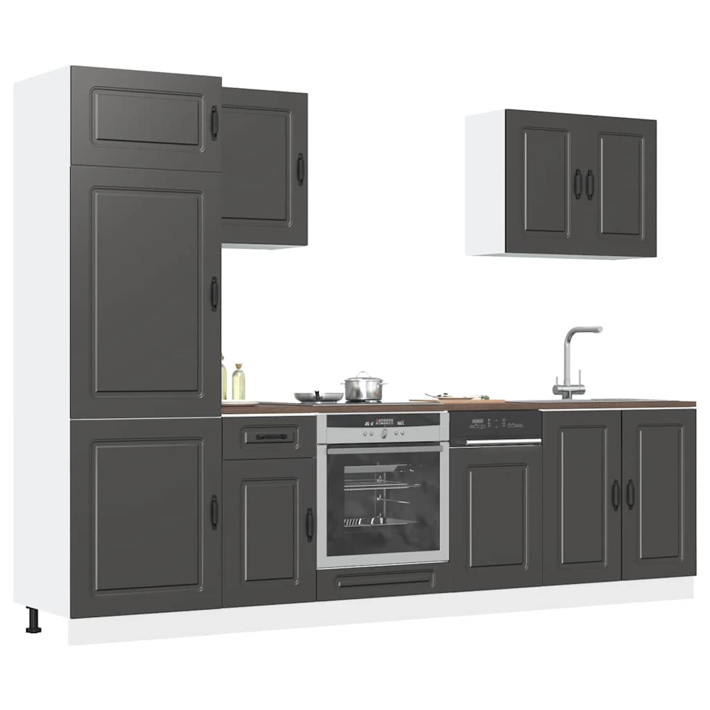 7 Piece Kitchen Cabinet Set Kalmar Black Particleboard