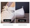 Women's White Cowhide Leather Casual Shoes - Spring/Summer 2025, Soft Jelly Sole, Flat Design