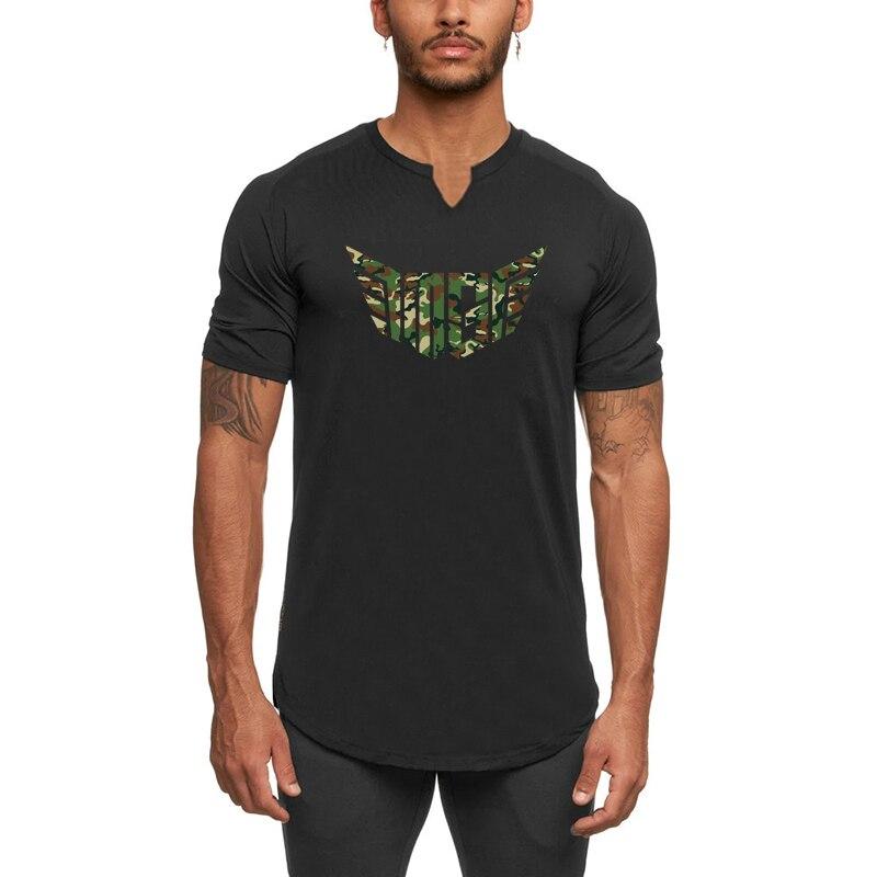 Muscleguys American Fitness Loose Short Sleeve Running Breathable T-shirt V-Neck Handsome Tops