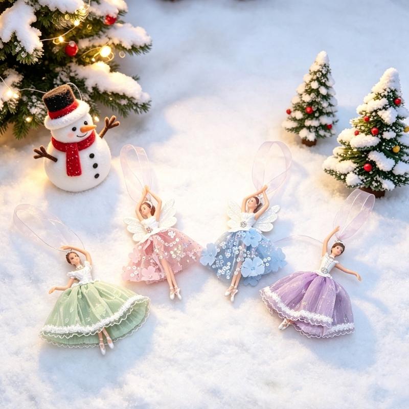 Fascinating Ballet Dancer Ornament Feature Detailed Tulle Skirt And Durable Plastic Construction Artistic Christmas Accessories