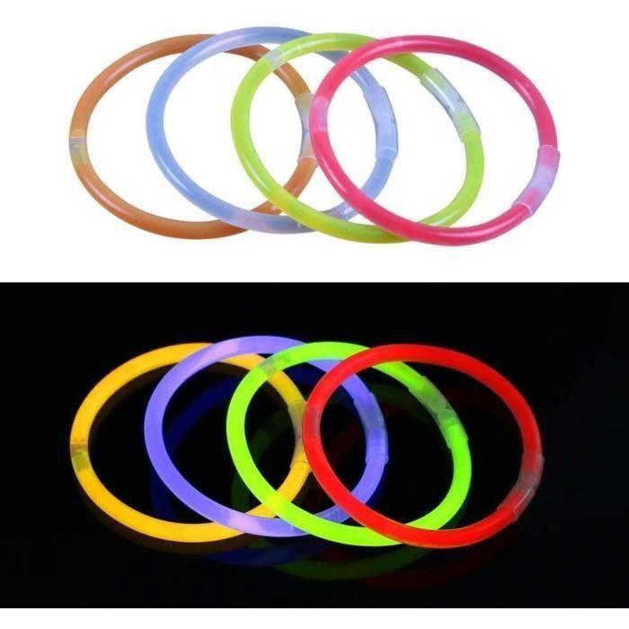 100PCS Bâtons Lumineux Fluorescents, 5 Couleurs Différentes Bracelets Fluos Lumineux pour Carnaval,Fête,A DECORATION DE FETE MURALE