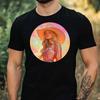 Men's T-Shirt Cowgirl Holographic Motif Cotton Size XS To 5XL