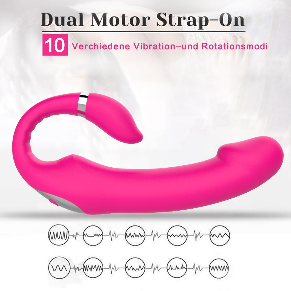 Strapon Dildo Wibrator Dla Kobiet Podwójna Penetracja Wibrator Strapon Bez Ramiączek Dla Lesbijek Obrót Wibrator Seks Zabawki Dla Par