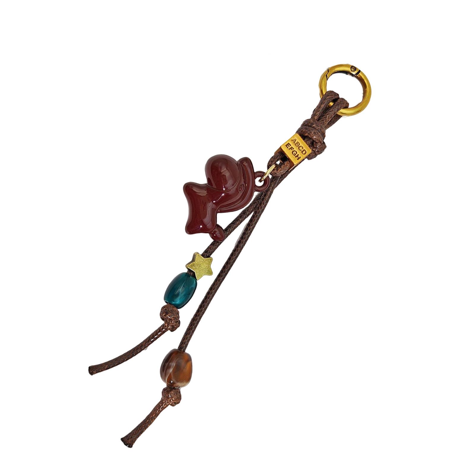 

Unique Keychain for Bag and Phone with Retro Horse Bead Work Made of High Quality Cord Long Lasting Handmade красный