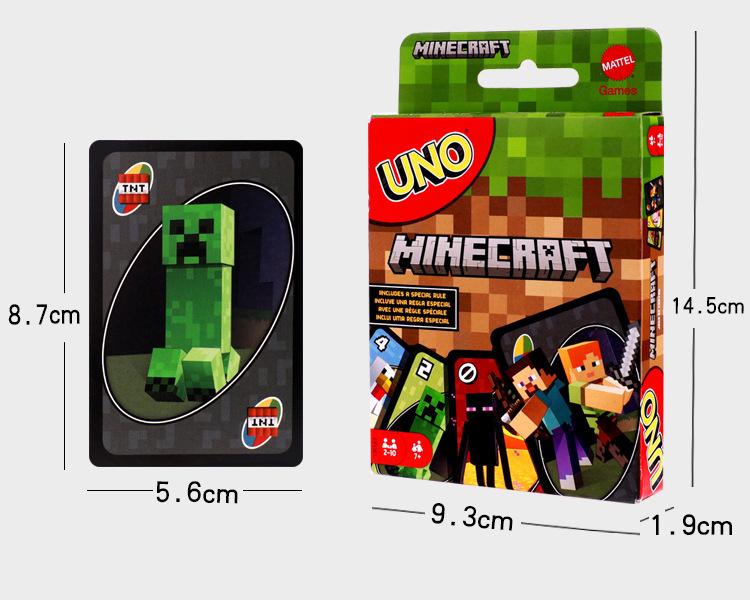 UNO Minecraft Edition: Genuine Mattel Playing Cards for Casual Multiplayer and Happy Party Games.