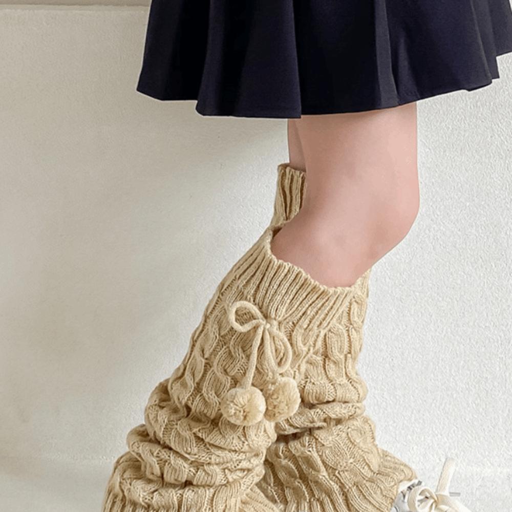 

Balletcore Knitted Leg Cover Korean Style Plush Ball Leg Socks Children s Leg Warmers Children s хаки