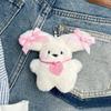 Puppy Toy Keychain with Bowknot Cartoon Big Ear Dog Plush Dolls Keyring Pendant Backpacks Bag Charm for Women and Girls