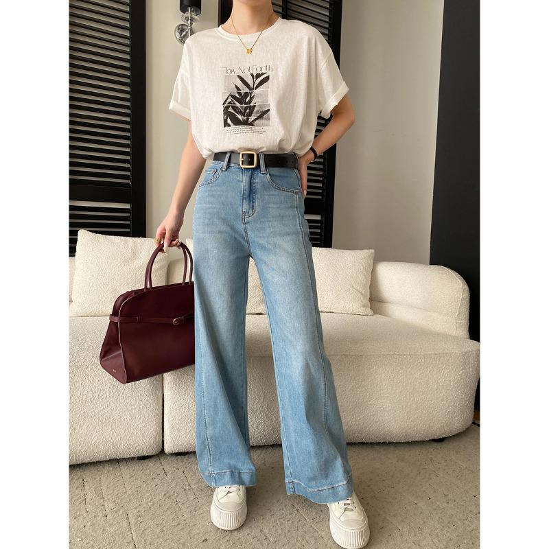 

Sinan French Retro High-Waisted Wide-Leg Jeans SN8751 Extra Large світло-синій колір