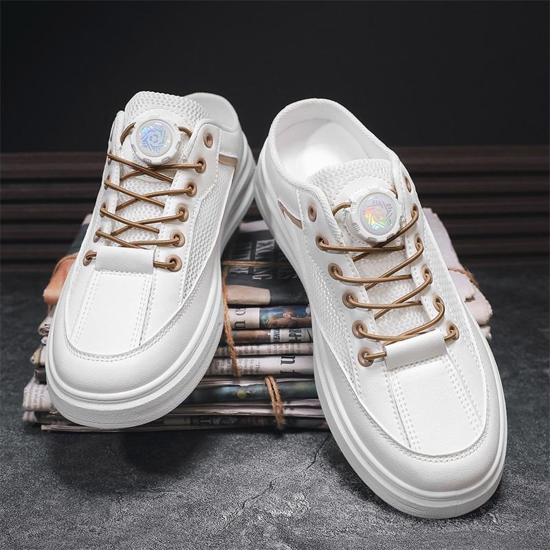 Summer Breathable Mesh Shoes Men Slip On Casual Shoes 2025 New White Shoes Trendy Versatile Thick Soled Sports and Leisure