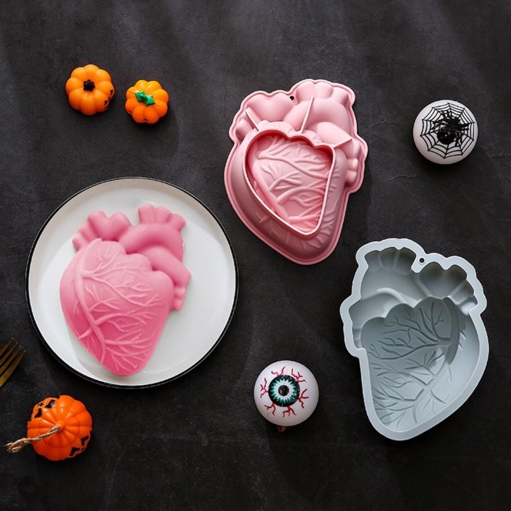 DIY Brain Dessert Mold Non-Stick Halloween Baking Silicone Mold Heart shape Cake Mold  Fondant