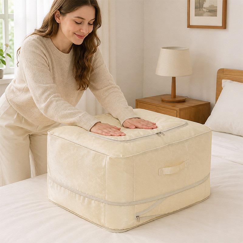 Space Saving Grey Diamond Pattern Quilt Storage Bag For Bedding Clothes And Home Travel Organization