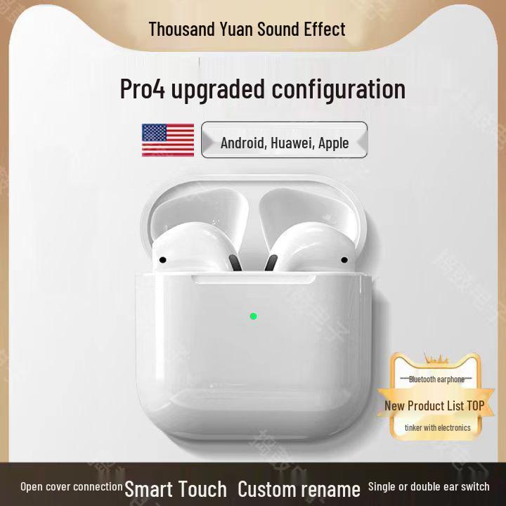 High-Quality Pro4 4th Gen Dual-Ear True Wireless Bluetooth Earbuds with Extended Battery Life