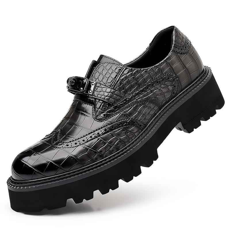 

Модная мужская кожаная обувь на толстой подошве Ретро джентльменский деловой стиль Танцы и вечеринки Уличная обувь Трендовая высококачественная обувь 44 темно серый