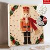 Framed Pearl Art DIY Kit with Christmas Nutcracker Holly Pattern 3D Sparkling Bead Canvas Painting Handmade Gift for Home Decoration Wall Decor