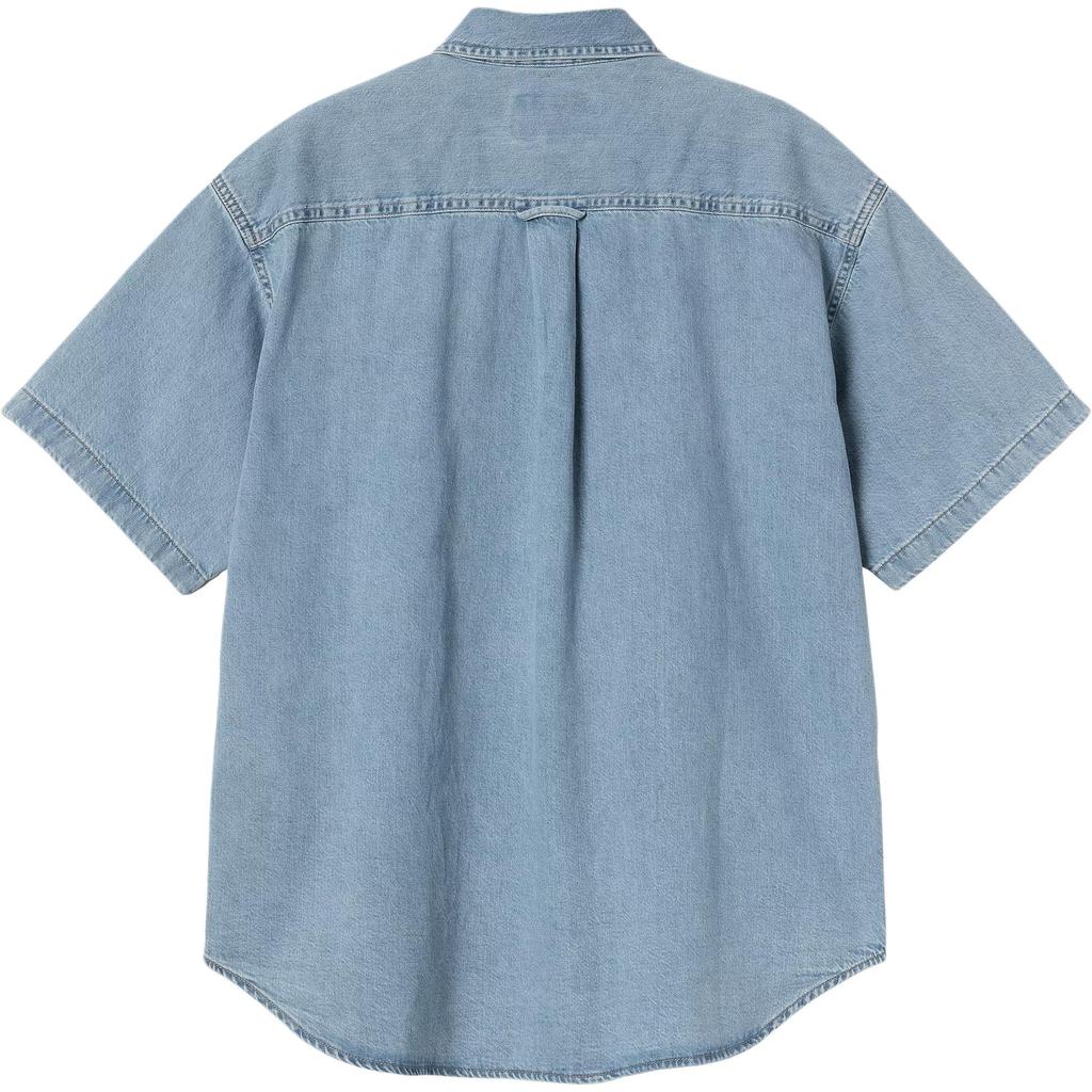 Carhartt WIP SS25 S/S Lucas Shirt Loose Fit Logo Embroidered Single-Breasted Denim Short Sleeve Shirt Men shirts I034575-01-35