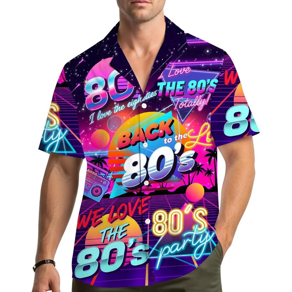 Back To The 90s Hawaiian Shirt Men Women Youth, Retro Neon 80s Cassette Aloha Shirt Vintage Party Shirt Button Up