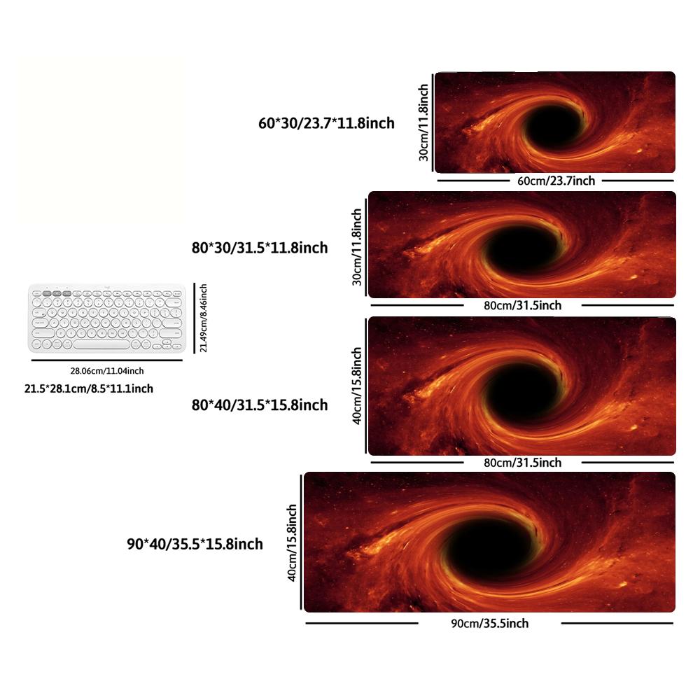 Black Hole Cosmic Fire Nebula Large Gaming Mousepad XXL Deskmat Non‑Slip Rubber Game Mouse Mat Keyboard Desk Mats Gamer Mausepad