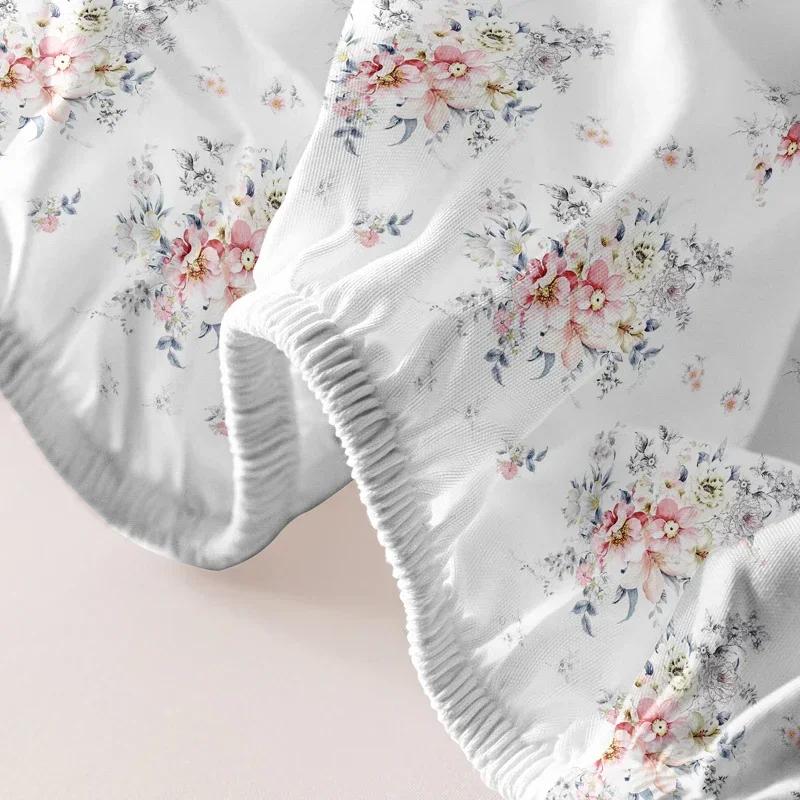 1 Fashion And Simple Modern Plant Flower Printed Matte Bed Sheet, Bedroom Printed Bed Cover, Bedding (Excluding Pillowcases)