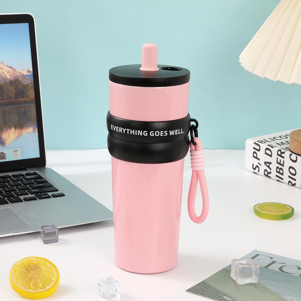 Water bottle Stainless steel thermal insulation straw cup Large capacity accompanying cup Water cup Support LOGO