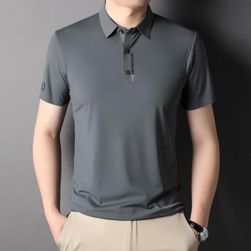 New Short-Sleeved T-shirt Men's Cotton Short-Sleeved Slit Thin Summer T-shirt Men's Polo Shirt Men's
