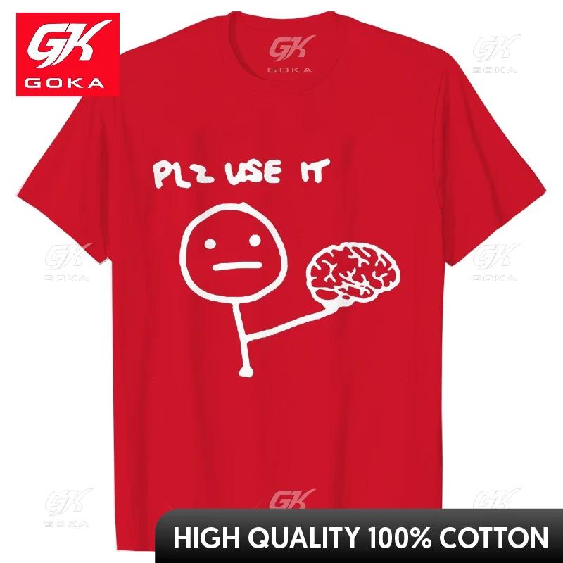 Please Use IT T Shirts for Unisex Sarcasm Funny Brain Graphic Y2k Tops Streetwear Short Sleeve Harajuku Humor Joke Oversized Tees S