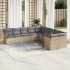 Vidaxl 10-Cz. Garden Furniture Set With Cushions, Beige, Poly Rattan