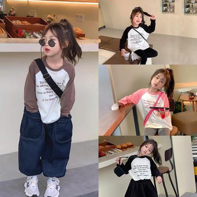 Girls' T-shirt Long-sleeved Children's Spring Bottoming Shirt Western-style Girls' Tops Are Fashionable In Spring