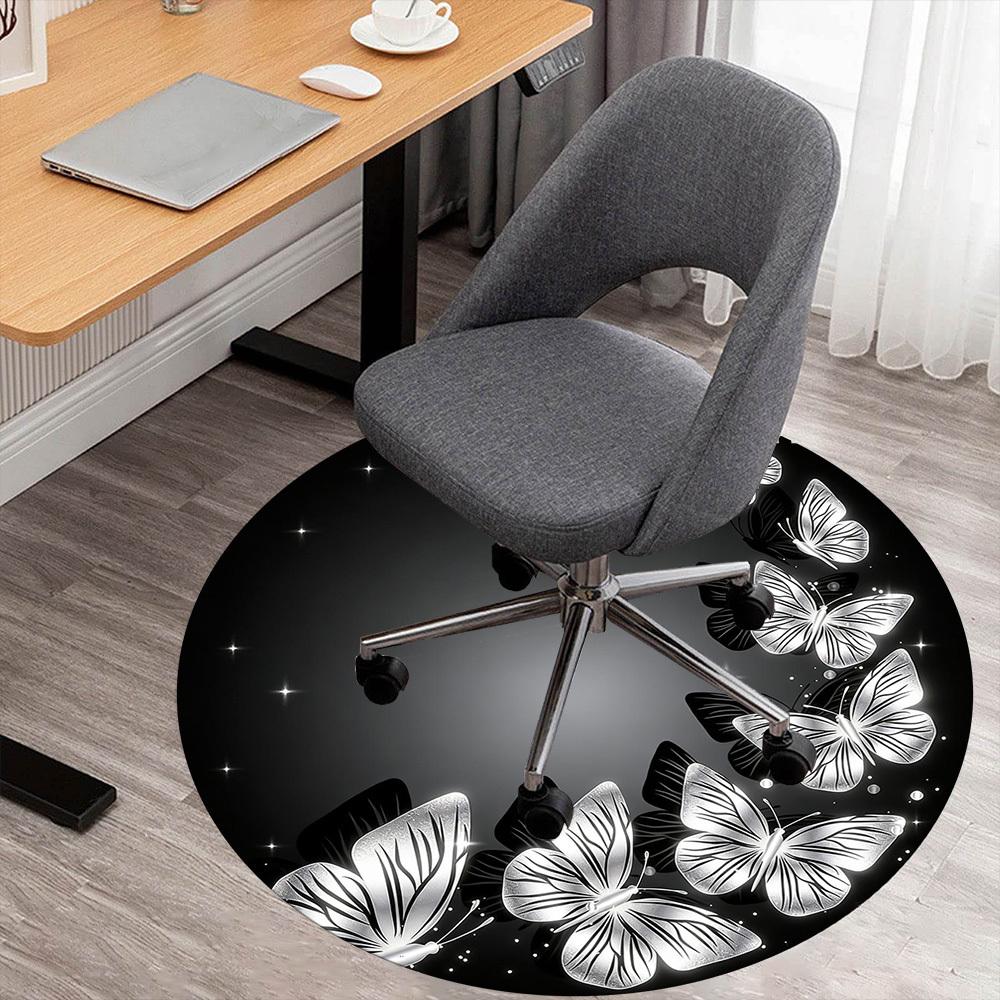

1pc Butterfly Night Round Chair mat office Area Rug - Non-Slip, Floor Mat for Office, Bedroom, and Indoor Decor p127277 80cm by 80cm