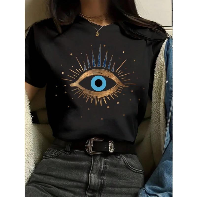 Summer Fashion Women's Printed Top Round Neck Short Sleeved T-shirts