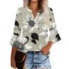 Top da donna casual alla moda con stampa floreale, maniche corte e girocollo