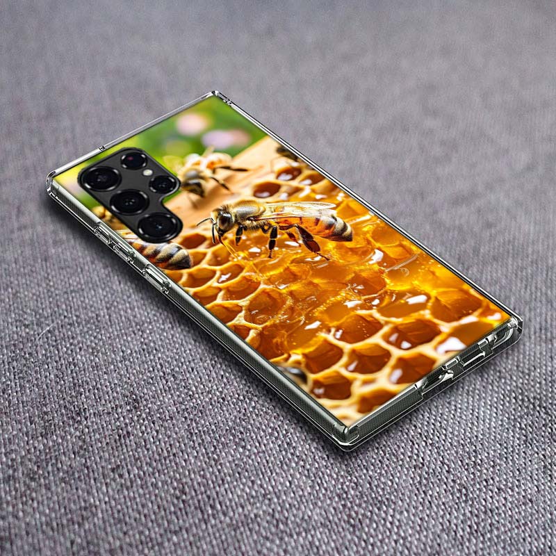 

Bees and Honey in the Honeycomb Phone Case For Samsung Galaxy S24 S23 S21 S20 FE S22 S26 Ultra S25 Edge S10 Plus Cover Clear TPU Samsung S23 Ultra