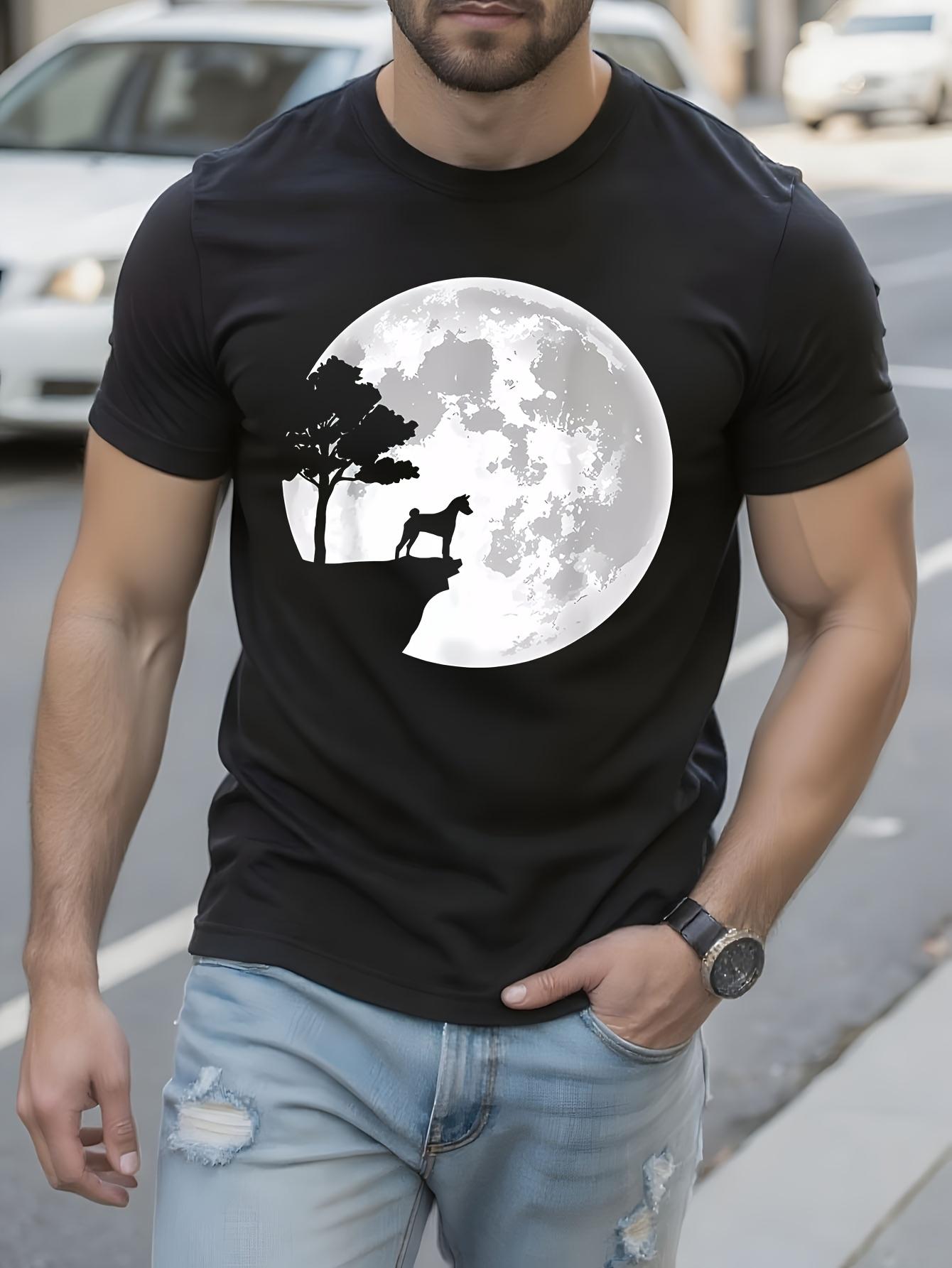 Basenji Dog Howling at Moon Graphic Tshirt - Funny Hallow... S