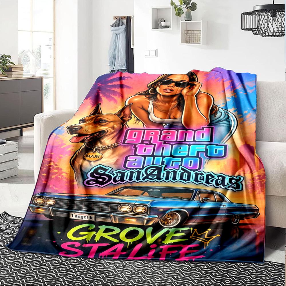 Grand Theft Auto Blanket Soft & Cozy Great for Sofa Chair Seaside All-Season Use Warmthful Decor Unique Gift for Family and Friends Camping