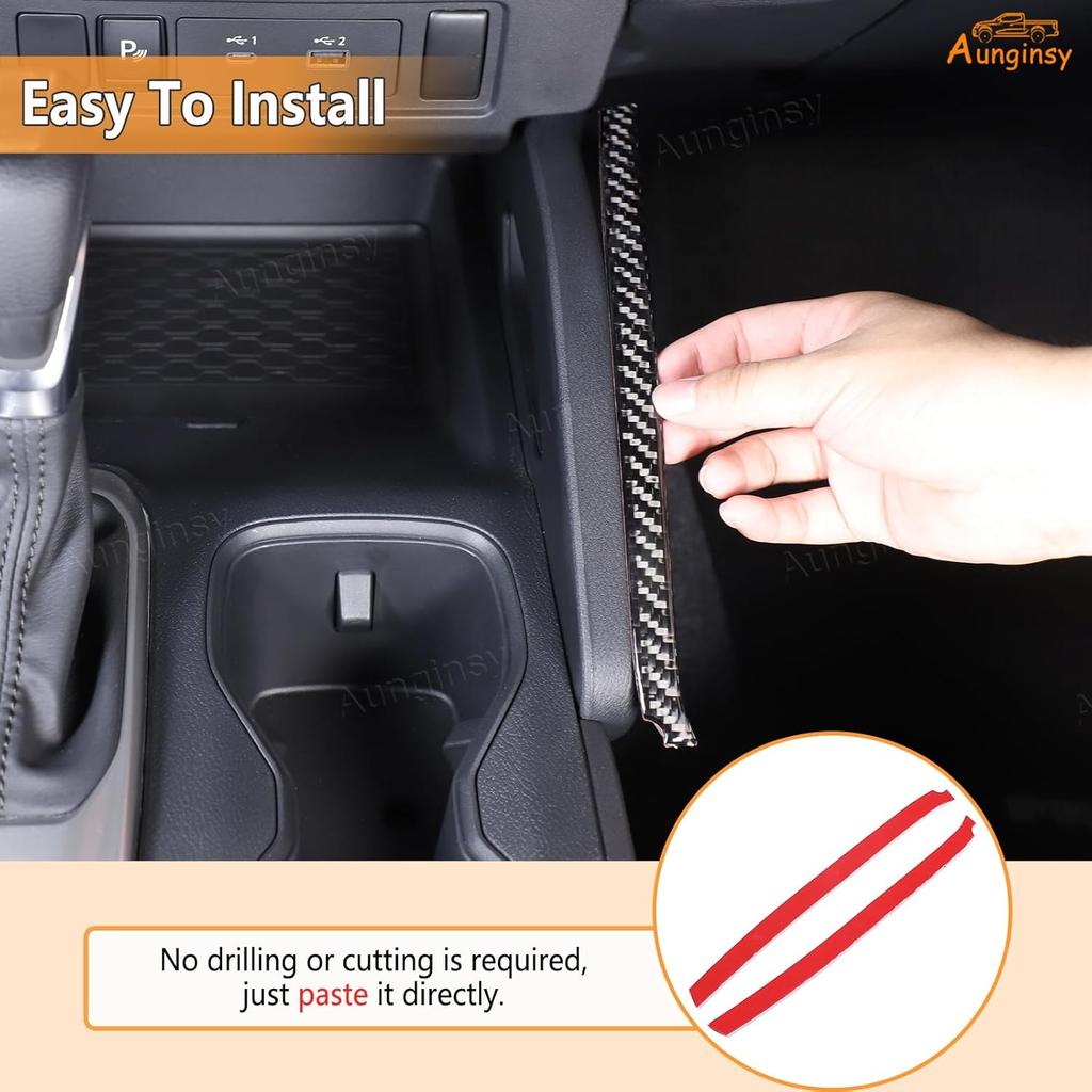 Aunginsy Center Console Side Gear Shift Panel Strips Trim Compatible with Nisan Frontier 2022 2023 2024 Carbon Fiber Central Control Gear Box Side