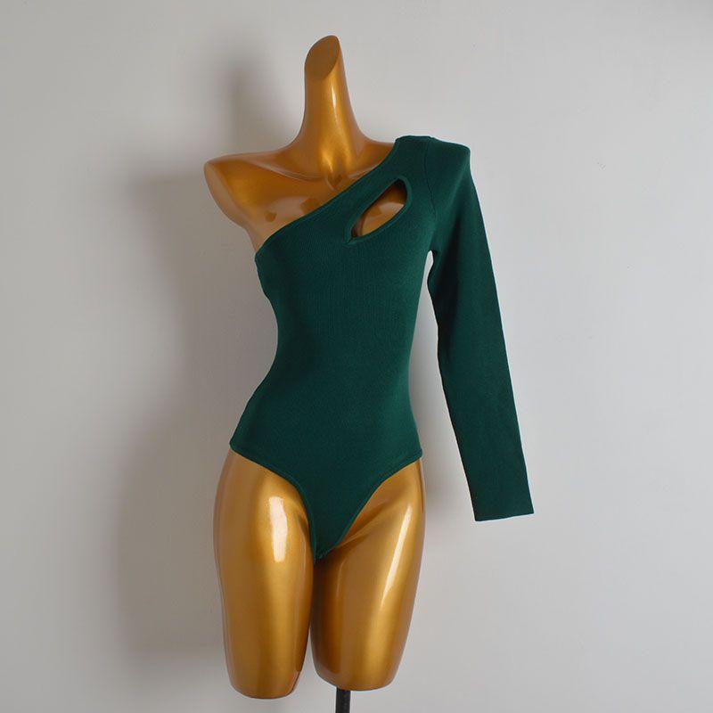 Fashion Style New Arrival Sexy Diagonal Collar One-Shoulder Sleeve Positioning One-Piece Knitwear Women's Clothing Spring & Fall Sexy Cutout Tops