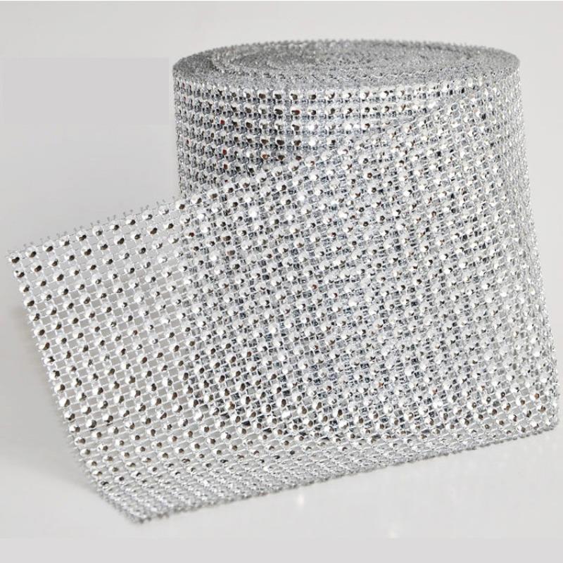 10Yard 4mm Crystal Rhinestones Fabric Elastic Mesh Net Crystal Trim Fabric for Diy Garment Dresses Scarf Mask Material