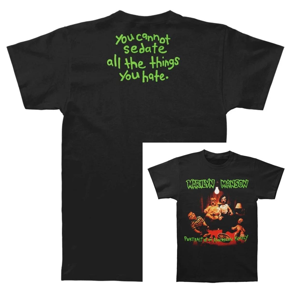 Marilyn Manson Американская Семья Приталенная Футболка Высокое качество Горячий продукт Уличная мода Модный Хлопок Для пары Удобная Дышащая XL