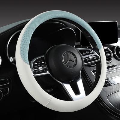Perforovaný kryt na volant z Nappa kůže, teplý v zimě a chladivý v létě, univerzální 15 palců, protiskluzový, bez zápachu
