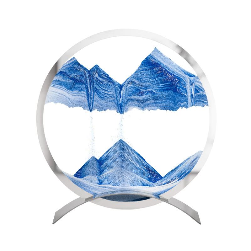 7 Inch Quicksand Painting Moving Sand Art Decor with Glass Frame Desk Decorative Gift for Living Room Home Office