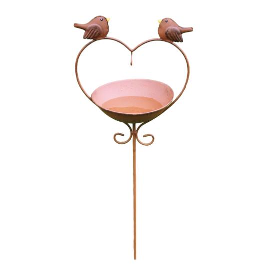 Metal Bird Bath with Garden Stake Outside Heavy Duty Bird