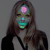 2Pcs Luminous Face Tattoo Halloween Temporary Tattoos Creative Stickers Ghost Festival Masquerade Party Makeup Decorations