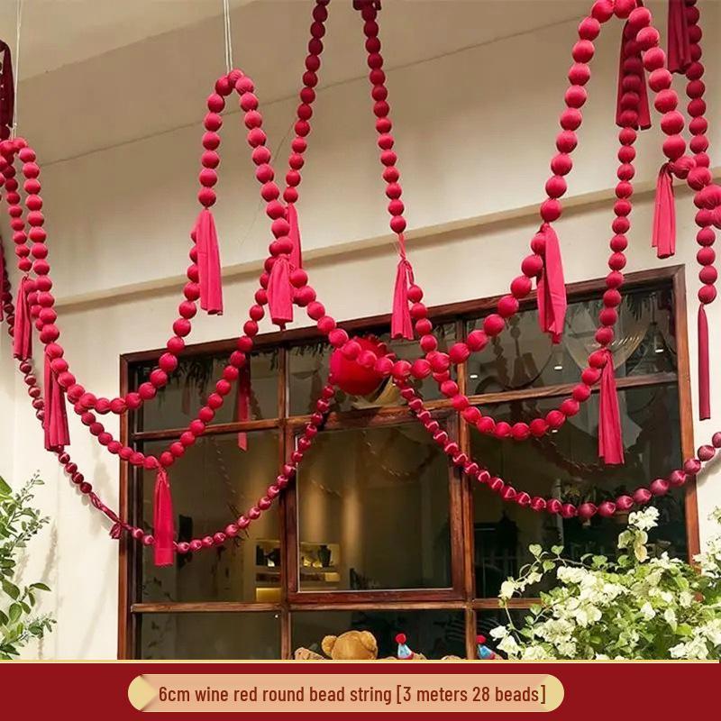 Festive Wine Red Velvet Pendant for New Year & Spring Festival Decorations
